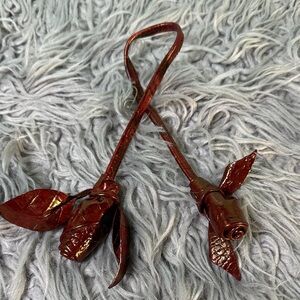 Brahmin Burgundy Rose Leather Bag Charm